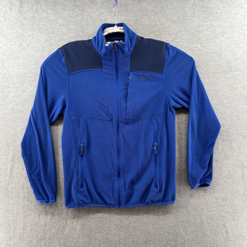 Marmot Men's Size M Blue Full Zip Polyester Athletic Style Polartec Jacket